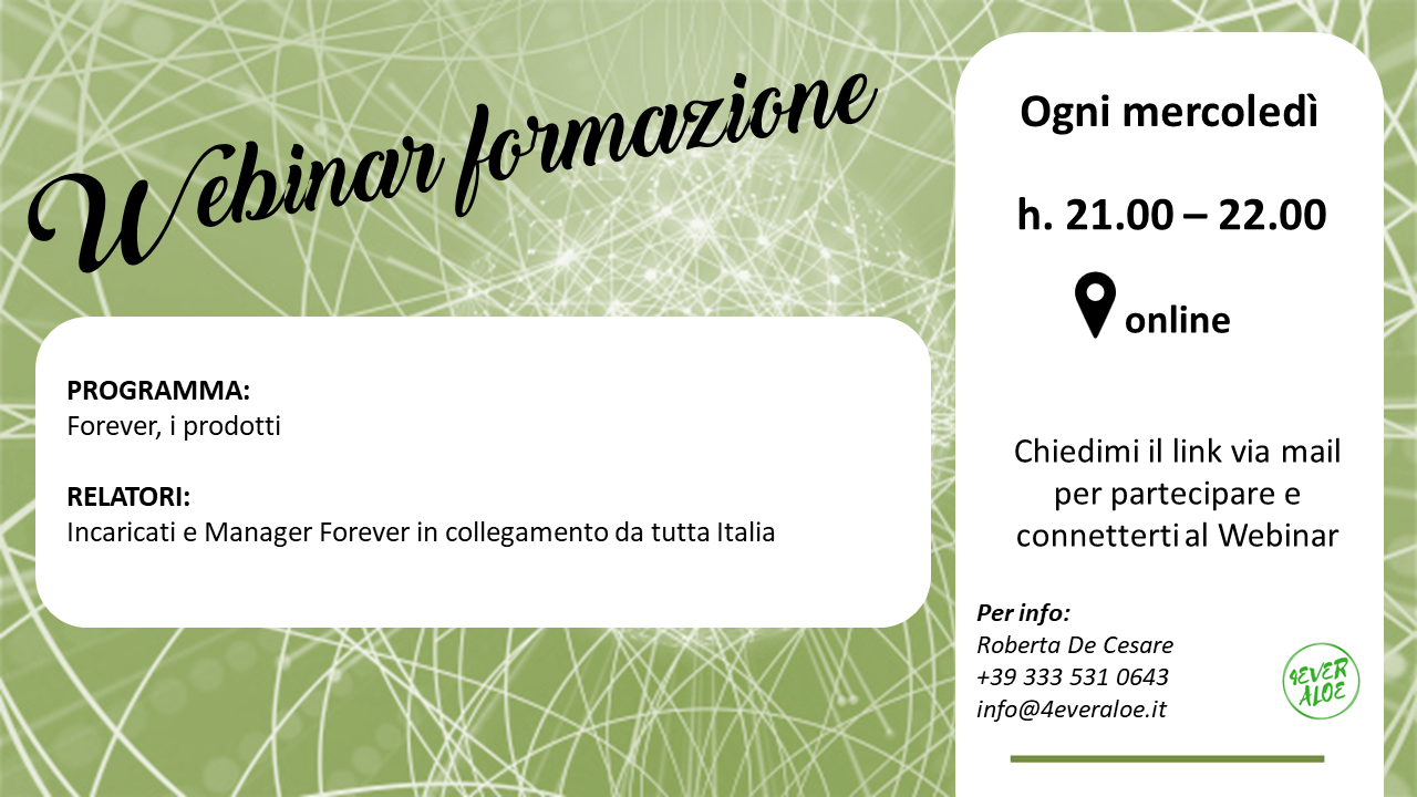 webinar live forever i prodotti