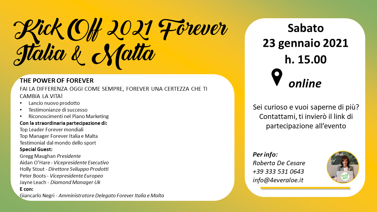 kick off 2021 Forever Italia & Malta