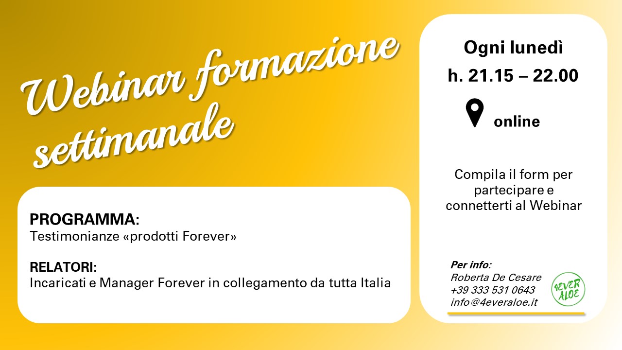 webinar formazione settimanale